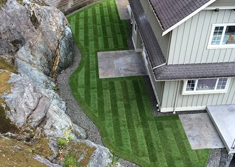 Residential Sod A home in BC with newly installed grass in the backyard