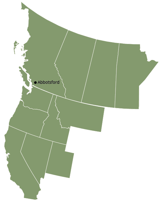 illustrated map of western Canada and the United States