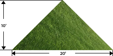 A triangle of grass with measurements